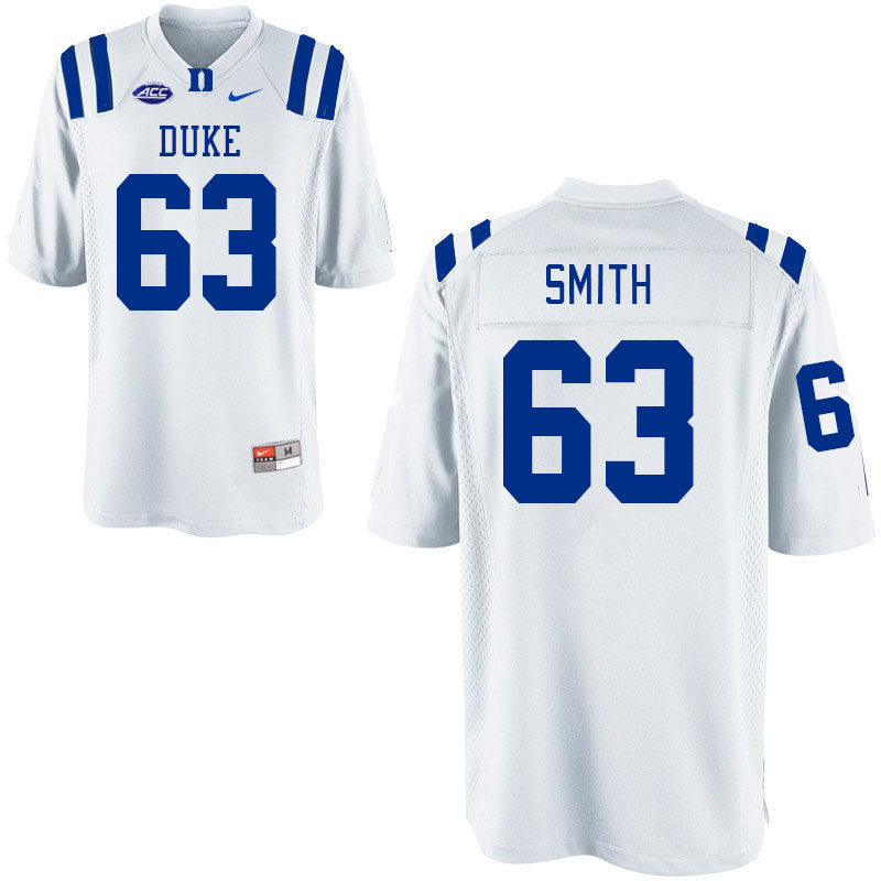 Men #63 Bradley Smith Duke Blue Devils College Football Jerseys Stitched-White